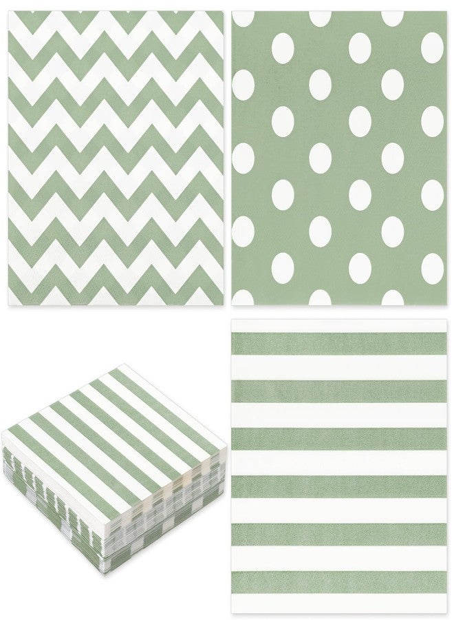 وولاين مجموعة مناديل ورقية من والين، 75 قطعة، لون أخضر فاتح، مخططة، مموجة، منقطة، بتصميم هندسي، للاستخدام مرة واحدة، مثالية لحفلات العشاء، وتزيين الطاولات والمطابخ. - Image 1